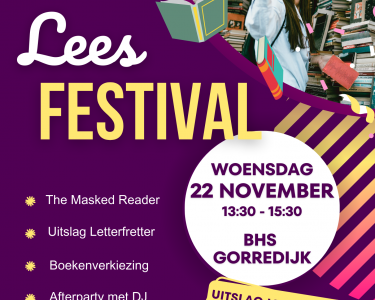 Op woensdag 22 november wordt er op Singelland BHS Gorredijk een leesfestival gehouden.